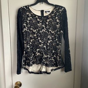 Another Story Black/Beige Crochet Top